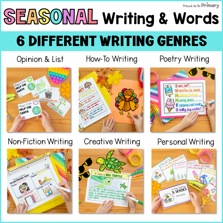 Writing Activities & Word Work Bundle - Spring, Fall, Winter, Summer