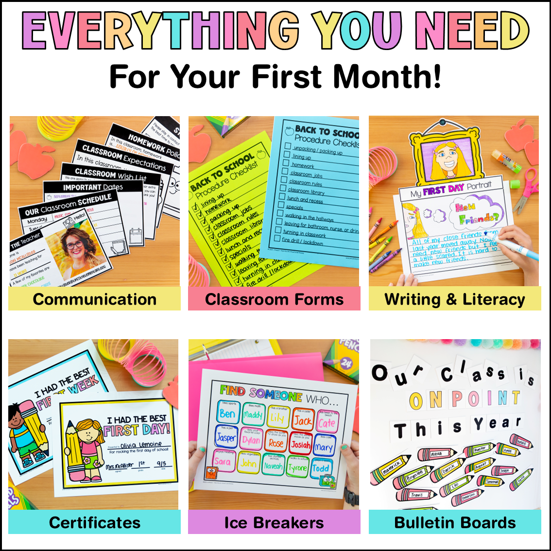 Back to School First Week Day of School Name Craft Crown Math Writing Activities