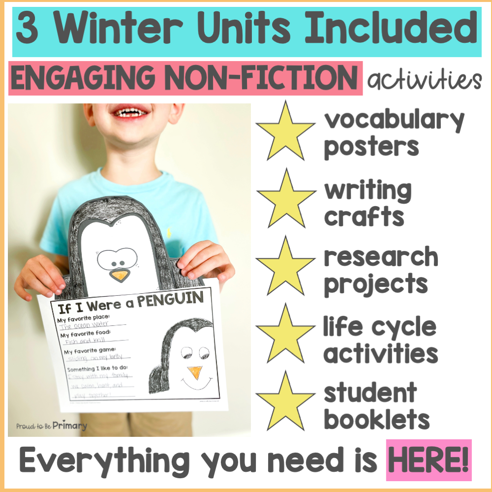 Winter Life Science Units - Polar Bears, Penguins Worksheets Activities & Crafts