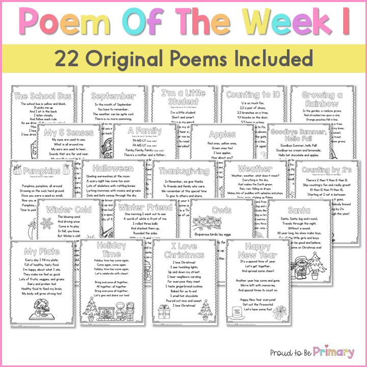 Poem of the Week 1 - 22 poems for September to January