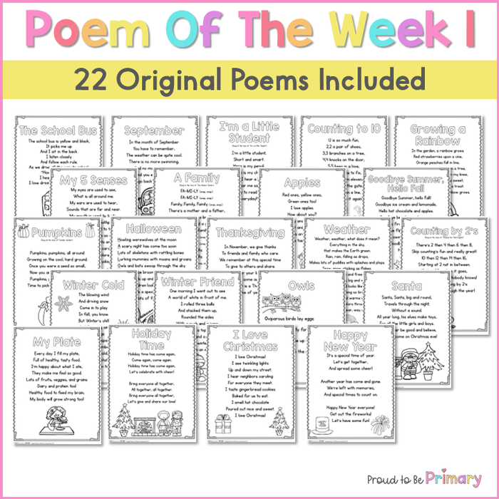 Poem of the Week - 22 Weekly Poems & Poetry Shared Reading & Fluency A