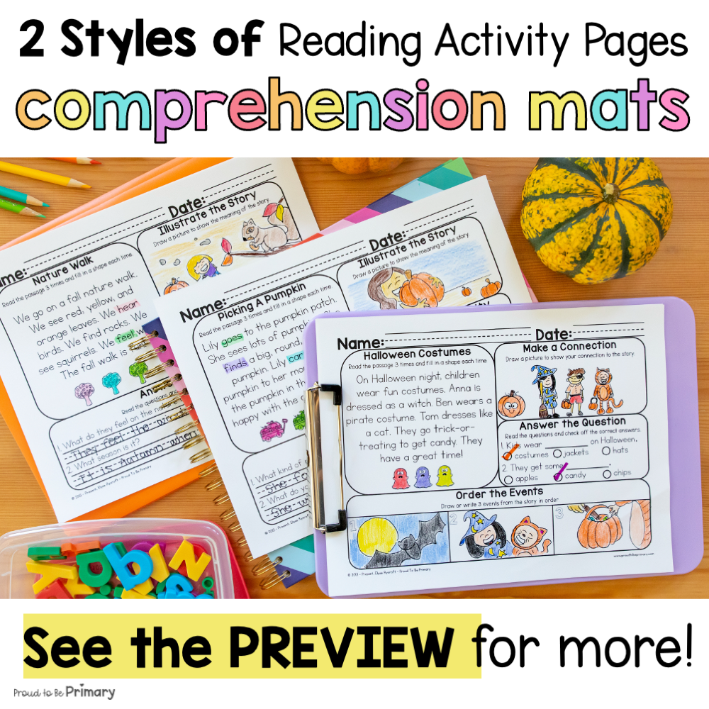 1st Grade Reading Passages with Comprehension Questions Fluency Worksheets