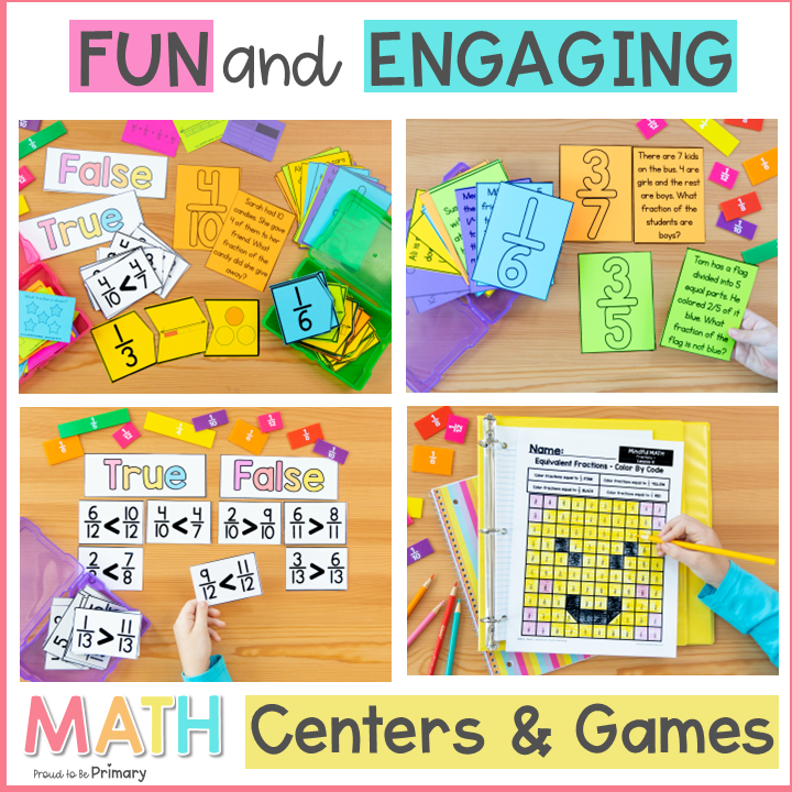 3rd Grade Fractions Math Unit - Lessons, Activities, Games, Centers & Worksheets