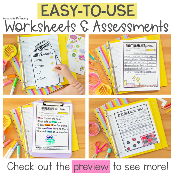 Dolch Sight Words First Grade Activities & Worksheets