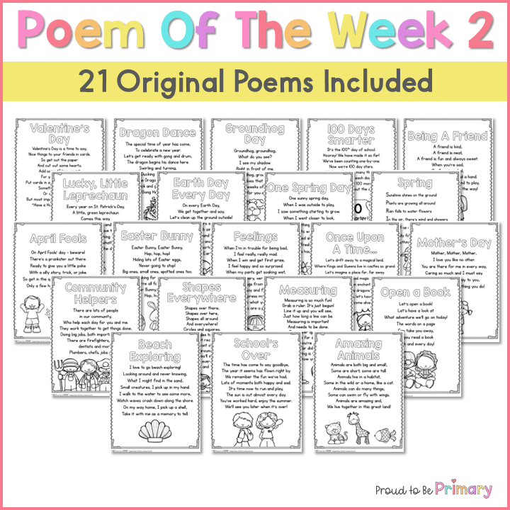 Poem of the Week 2 - 21 poems for February to June