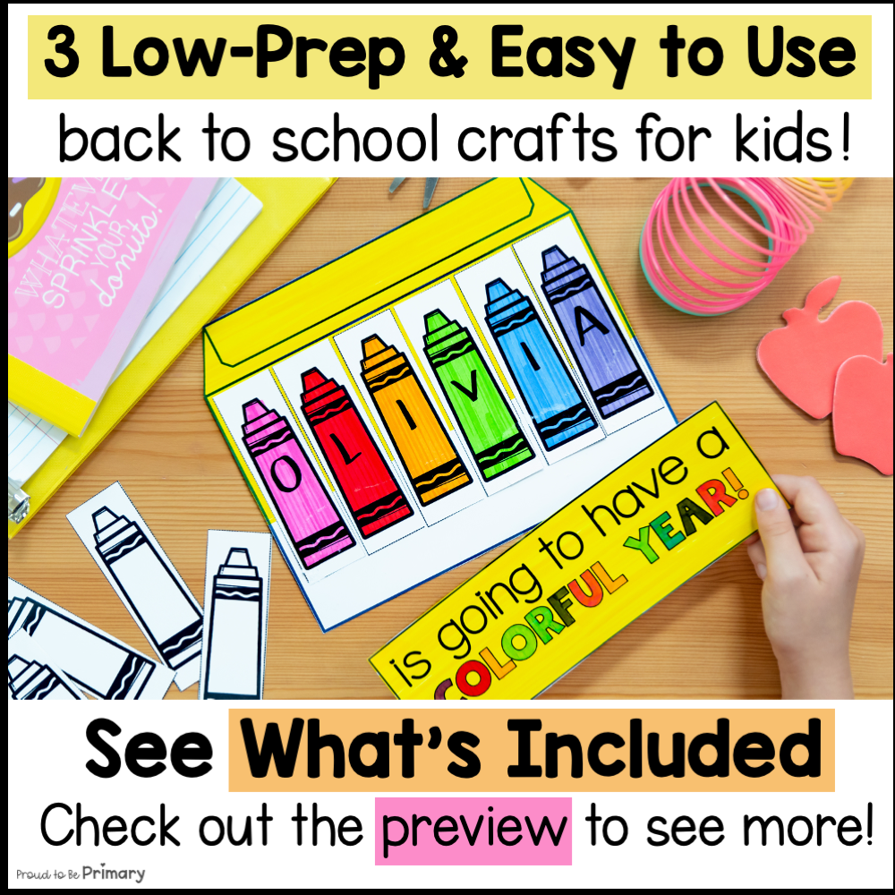 Back to School Crafts - Backpack, Crayon Box, First Day of School Crown