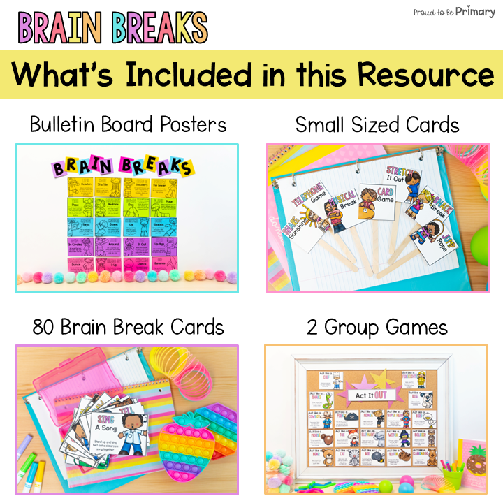 Brain Breaks & Movement Activity Cards - Group Games, Exercises, & Transitions