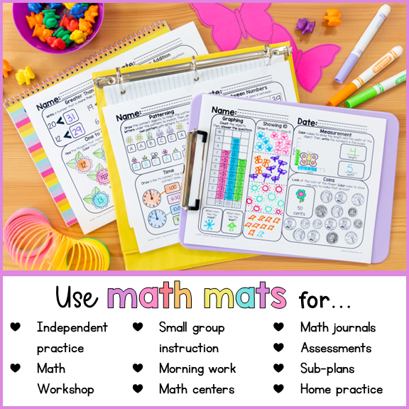 May Math Spiral Review Worksheets for Kindergarten
