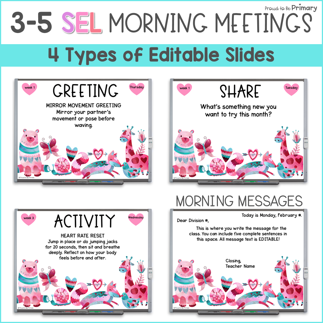 February Valentines Day SEL Morning Meeting Slides Activities Greetings 3-5
