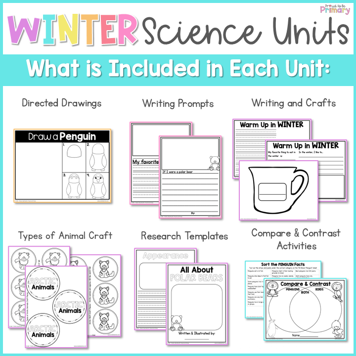 Winter Life Science Units - Polar Bears, Penguins Worksheets Activities & Crafts