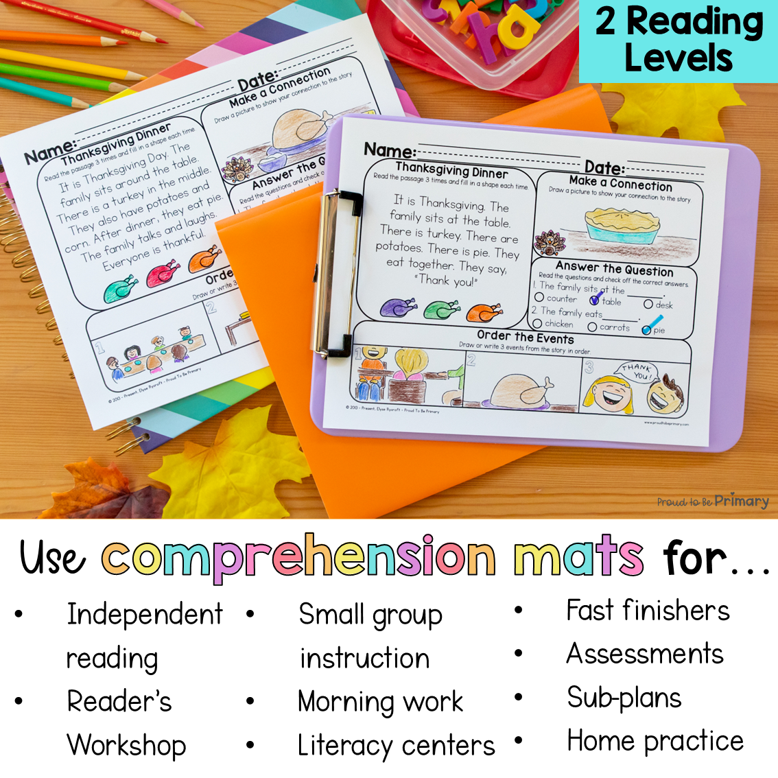 November Fall Morning Work Reading Comprehension Passages Questions Worksheets