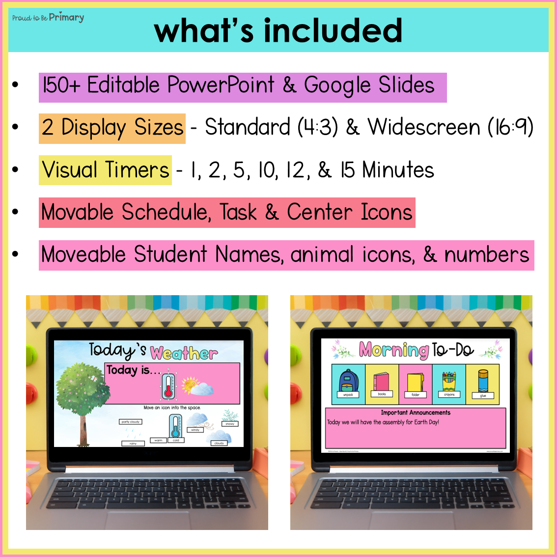 Daily Schedule Template Editable March April May Visual Morning Google Slides