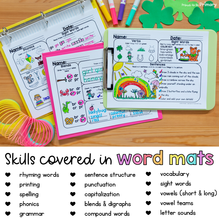 March St. Patty's Day Morning Word Work Worksheets & Literacy Center Activities