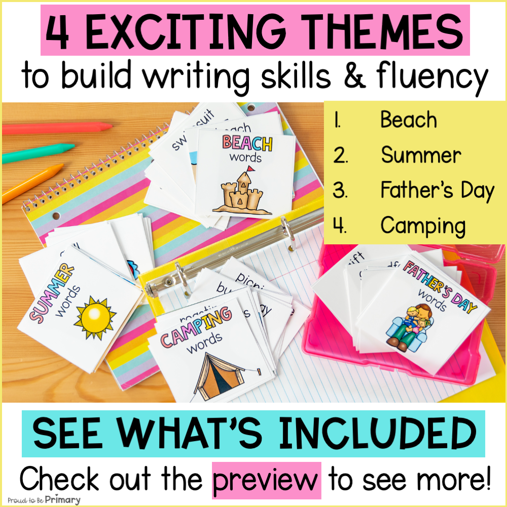June Writing Center Activities, Posters, Prompts - Summer, Beach, Camping