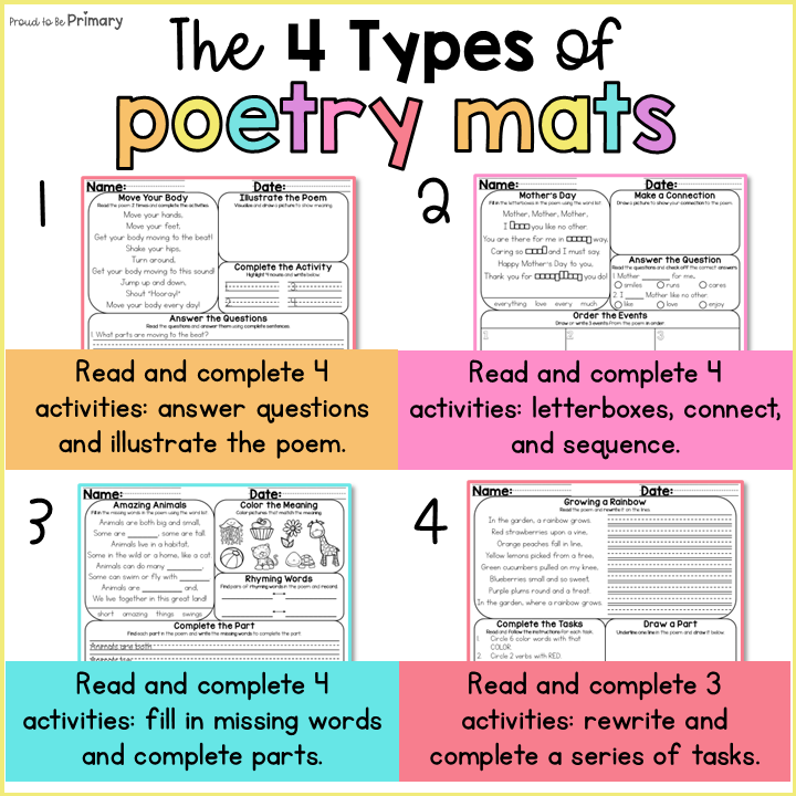 May Spring Mother's Day Poems Poetry Reading Comprehension Morning Work