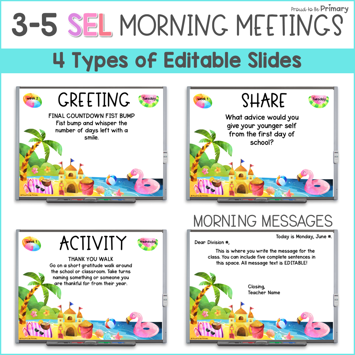 June End of the Year SEL Morning Meeting Google Slides Activities Greetings 3-5