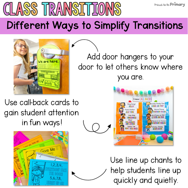 Transitions Activities Call Back Attention Getters, Door Signs, & Line Up Chants