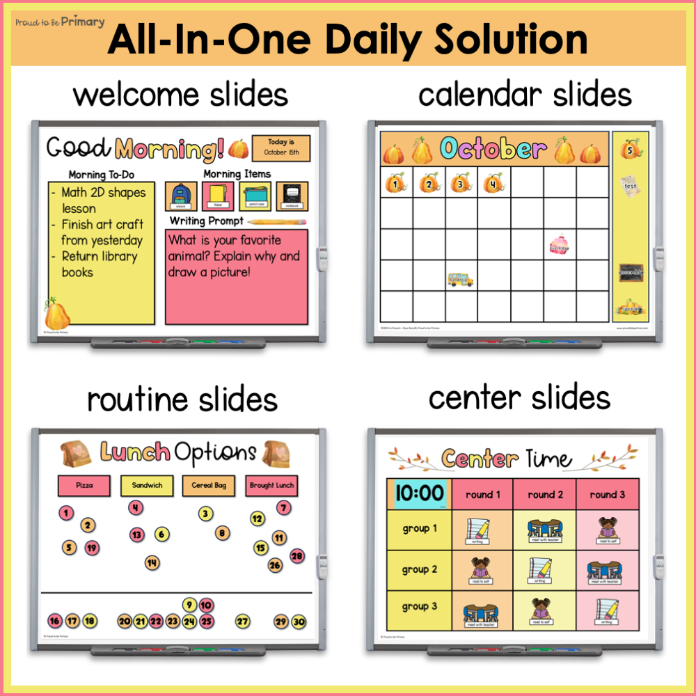 Fall Morning Slides Small Group Center Rotation Editable Daily Visual Schedule
