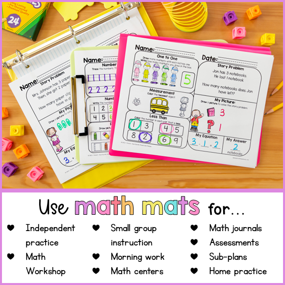 Back to School Math Spiral Review Worksheets for Kindergarten