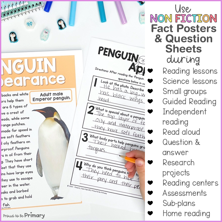 Non Fiction Reading Passages Comprehension Questions Posters 1st 2nd 3rd Grade