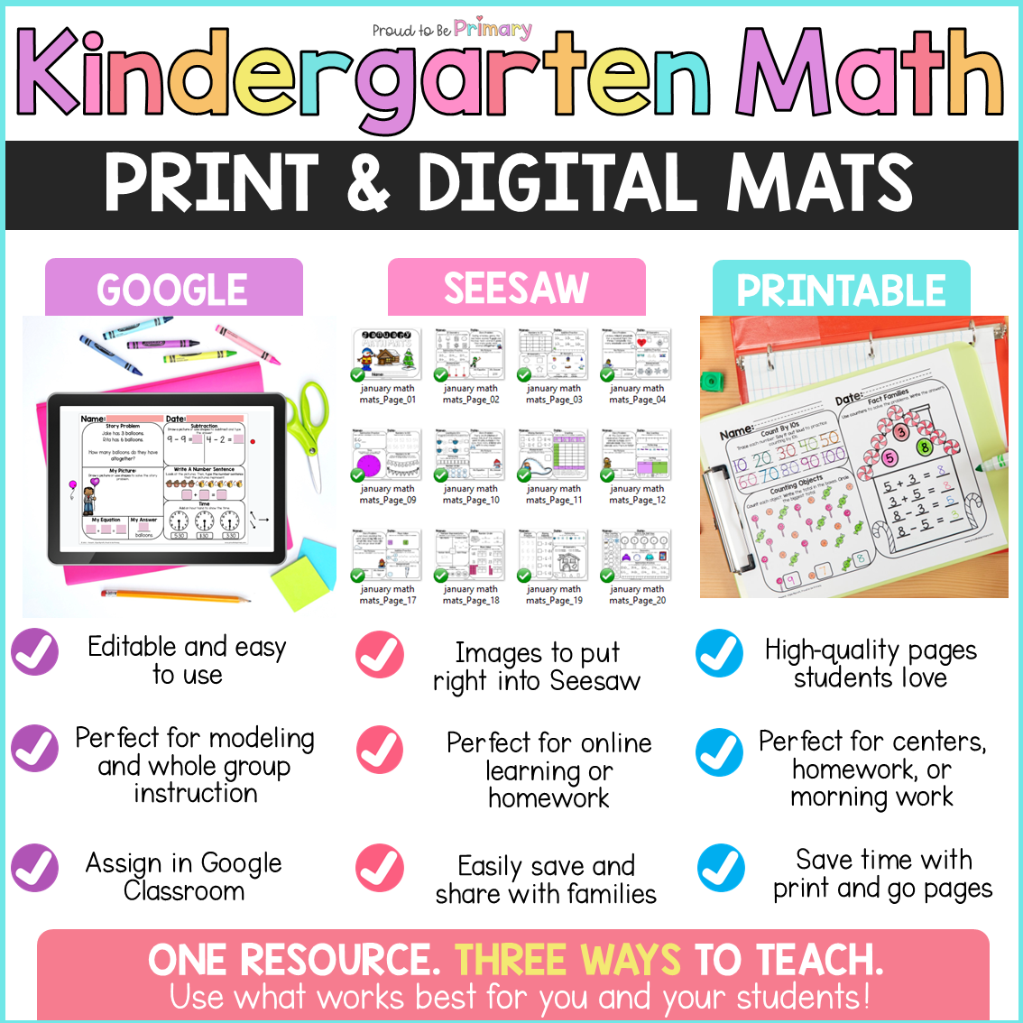 Kindergarten Math Curriculum Intervention Centers Posters Kinder No Prep Mats