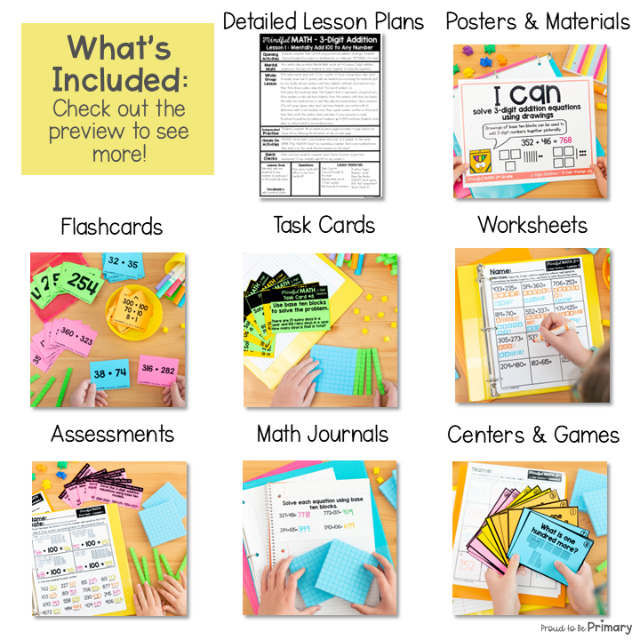 Grade 2 3-Digit Addition with Regrouping Math Unit - 2nd Grade Math Centers