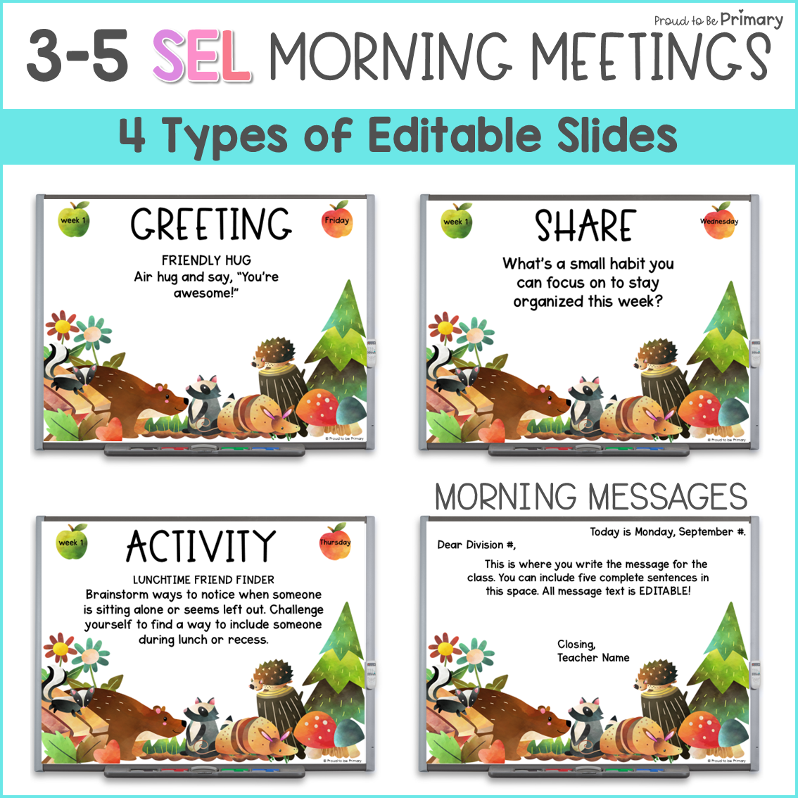 September Fall Good Morning Meeting Slides Greetings Activities Questions 3-5