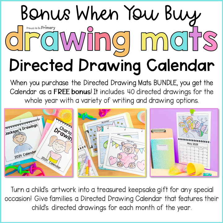 Directed Drawing Art & Writing Activities Bundle + Free Calendar