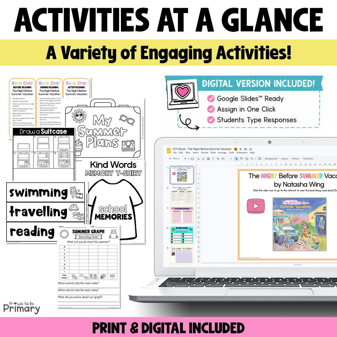 The Night Before Summer Vacation Book Activities Writing End of School Craft