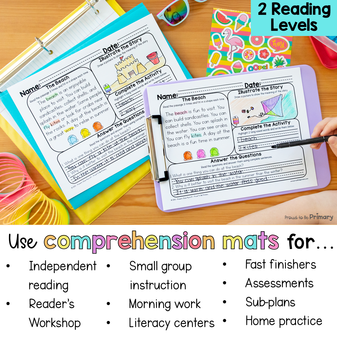 June End of Year Morning Work Reading Comprehension Passages Questions Worksheet