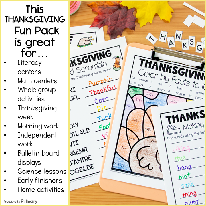 Thanksgiving Activities - Turkey Crafts, Games, Bulletin Board - Math & Literacy