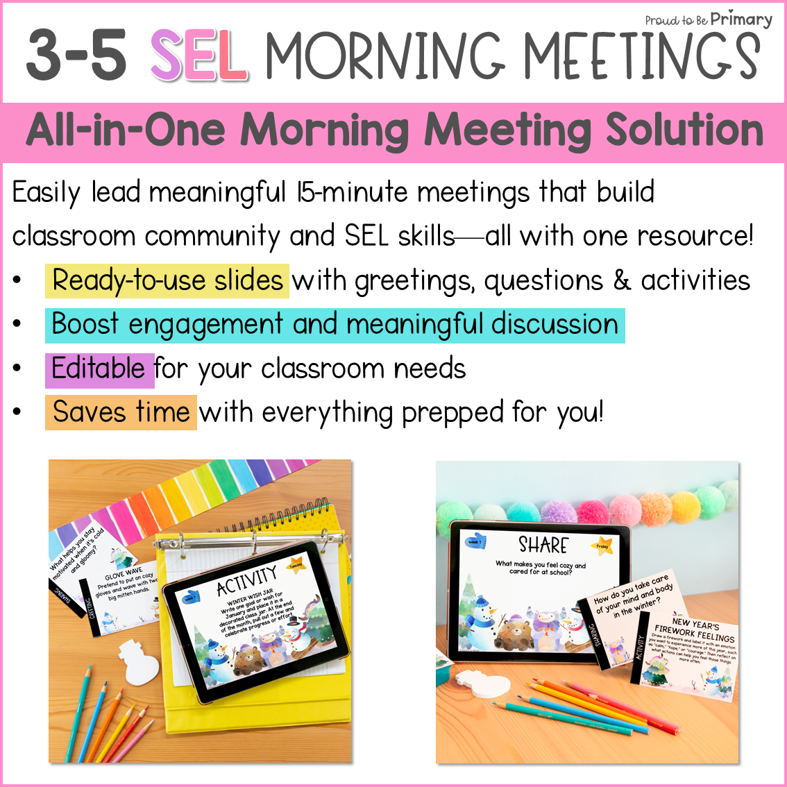 January New Years Winter Morning Meeting Google Slides Activities Greetings 3-5
