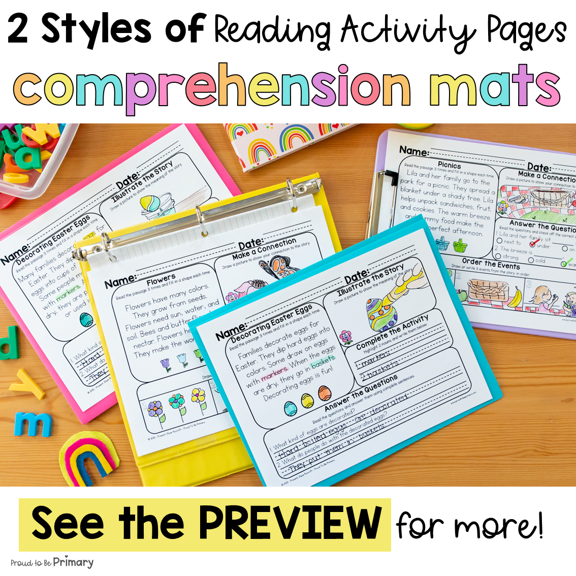 April Spring Morning Work Reading Comprehension Passages Questions Worksheets