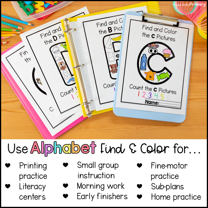 Alphabet Picture Search & Coloring - Literacy Center - Small Group Activies