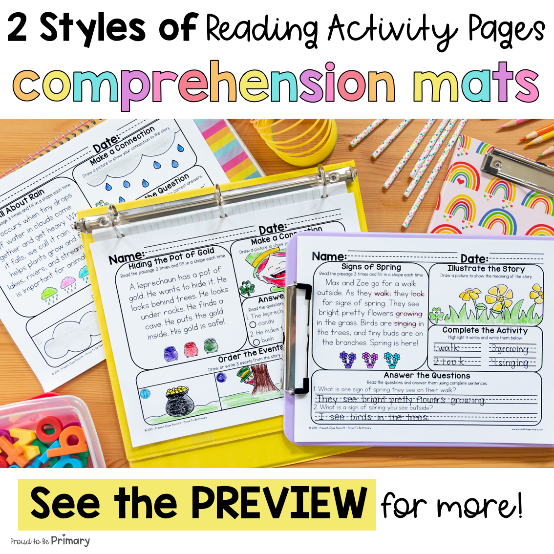 March Spring Morning Work Reading Comprehension Passages Questions Worksheets