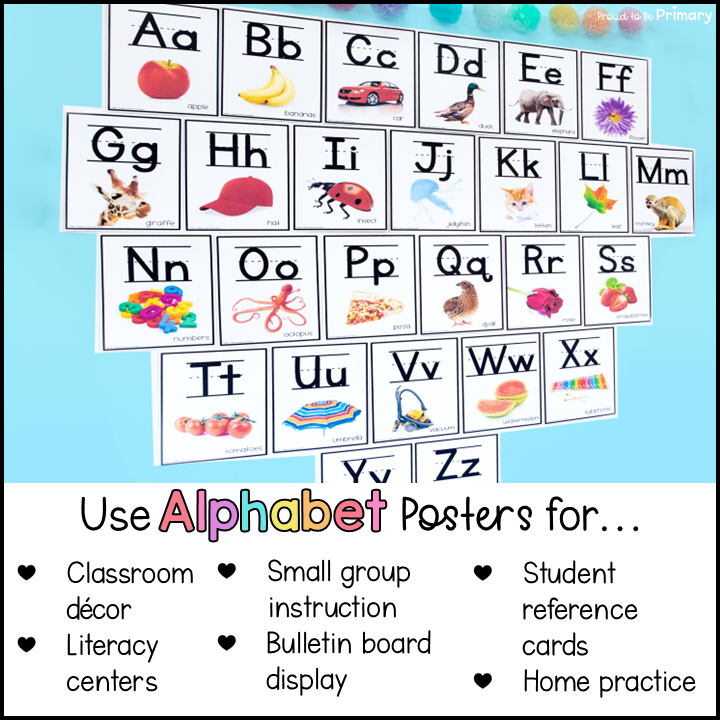 Alphabet Photograph Classroom Posters - Letter of Week - Small Group Activities