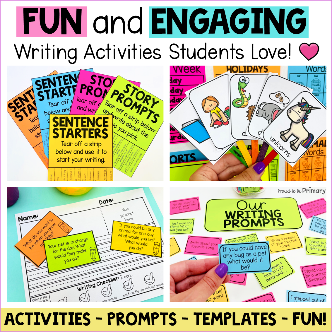 Writing Prompts, Activities, Paper, Posters, Practice Journal for Writing Center - Narrative Opinion Journal Prompts