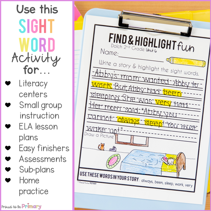 Dolch Sight Words Find and Highlight