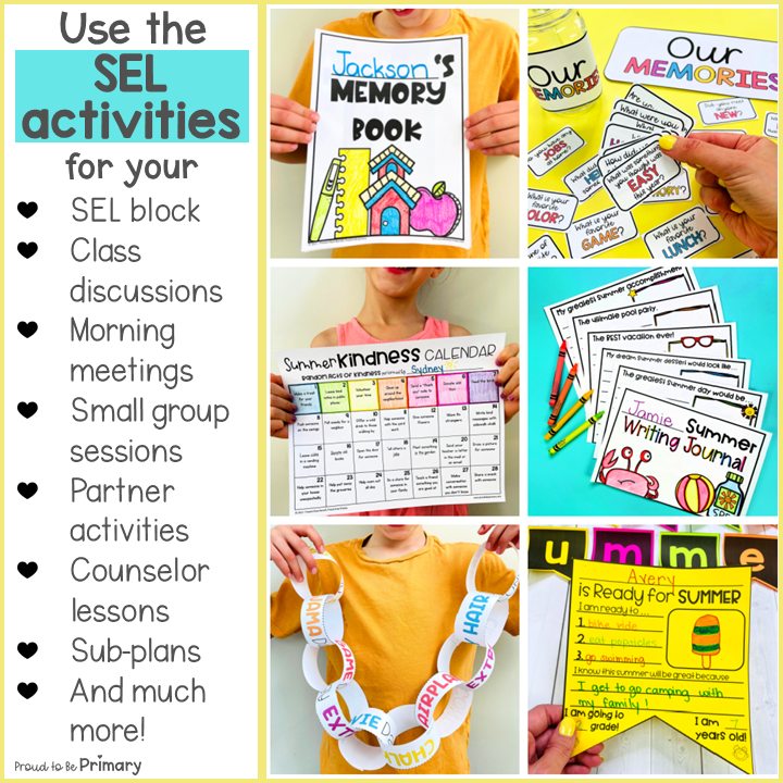 End of the School Year Social-Emotional Learning Activities & Memory Book for K-2