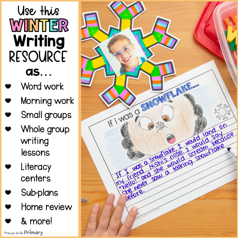 Winter New Year Writing Prompts Activities, Word Work - Opinion, Creative, Poem