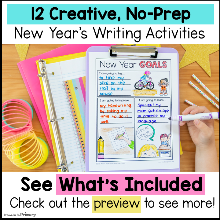 New Years 2026 Resolution Writing Bulletin Board Ideas Goals Writing Craftivity