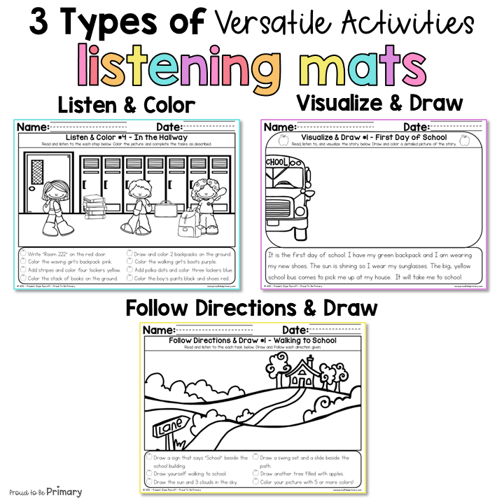 Listening & Following Directions - Read & Draw - Morning Work Activities for K-2