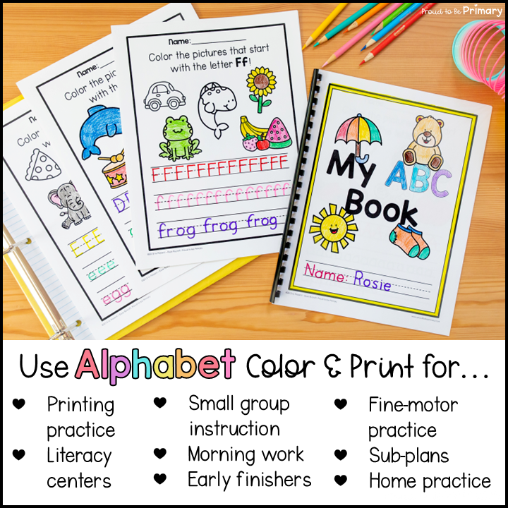 Alphabet Coloring Book - Beginning Sounds ABC Center - Small Group Activities