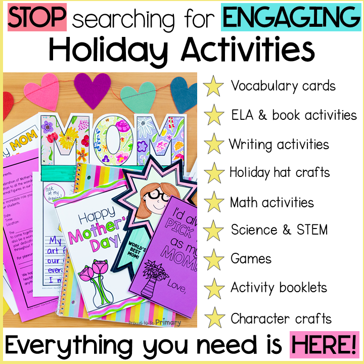 Holiday Crafts, Activities, Games, Literacy & Math Bundle - Earth & Mother's Day