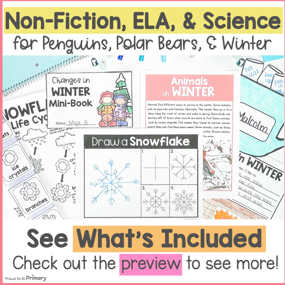 Winter Life Science Units - Polar Bears, Penguins Worksheets Activities & Crafts