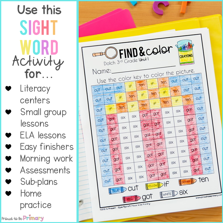 Dolch Sight Word Color by Code Worksheets