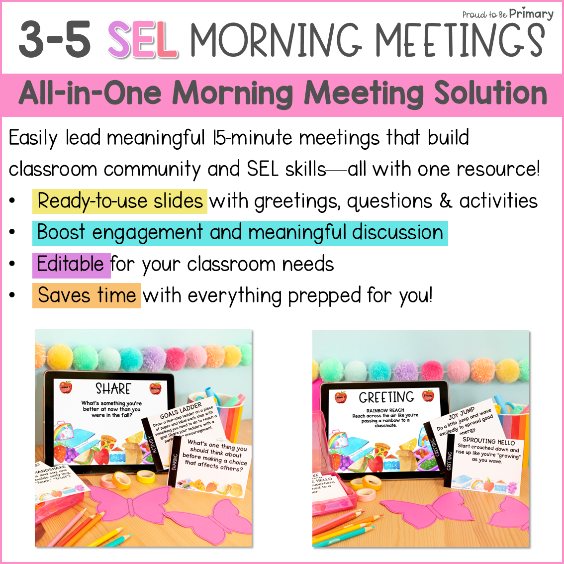 March Spring SEL Morning Meeting Google Slides Activities Games Greetings 3-5