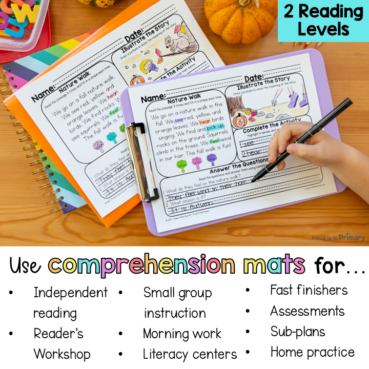 October Fall Morning Work Reading Comprehension Passages Questions Worksheets