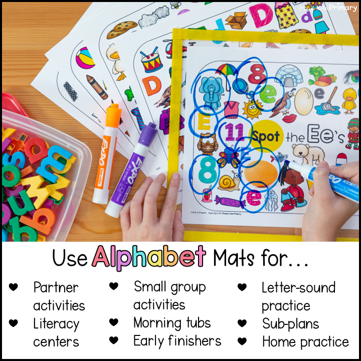 Alphabet Spot the Letter Mats Posters - Literacy Center - Small Group Activities