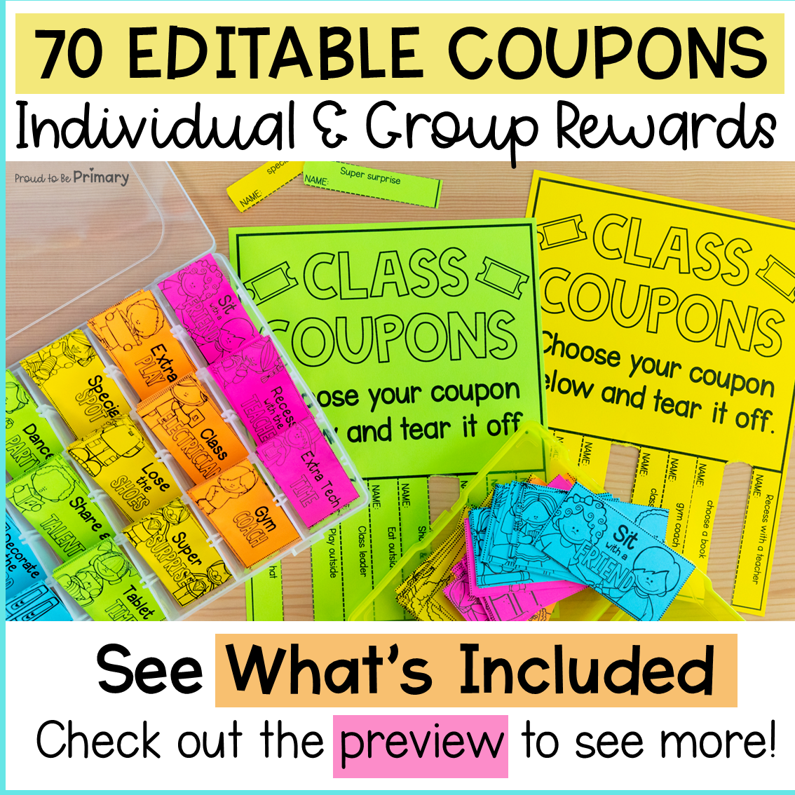 Student & Class Reward Coupons EDITABLE - Classroom Management Bulletin Board